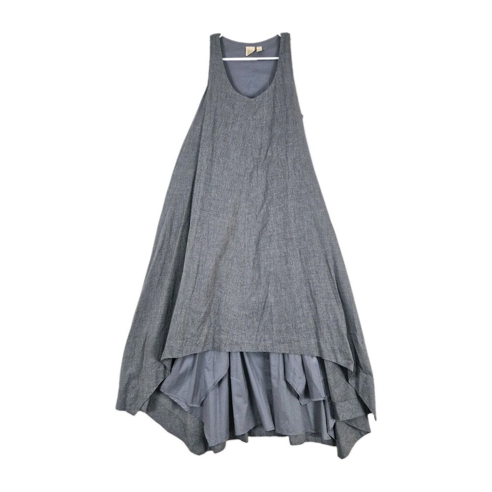 Eileen Fisher 100% Organic Cotton Size Small Gray Dress Lagenlook Flowy Casual.